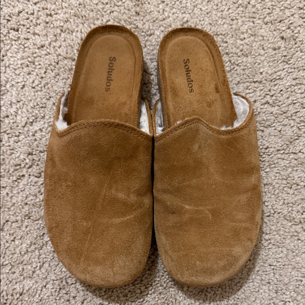 Soludos Tan Suede Cozy Slippers